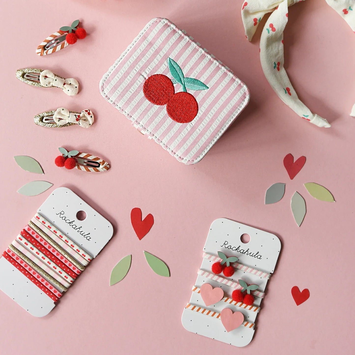 Rockahula Haarspangen / Stripy Cherry Clips