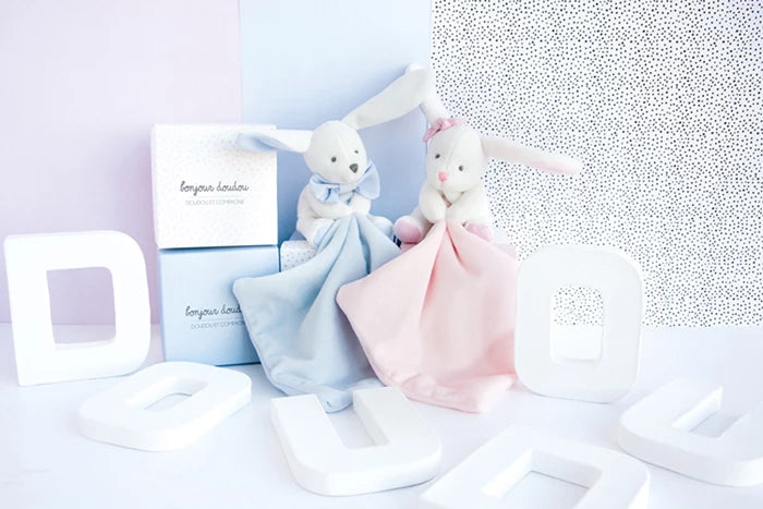 Hase mit Schmusetuch, himmelblau 10cm