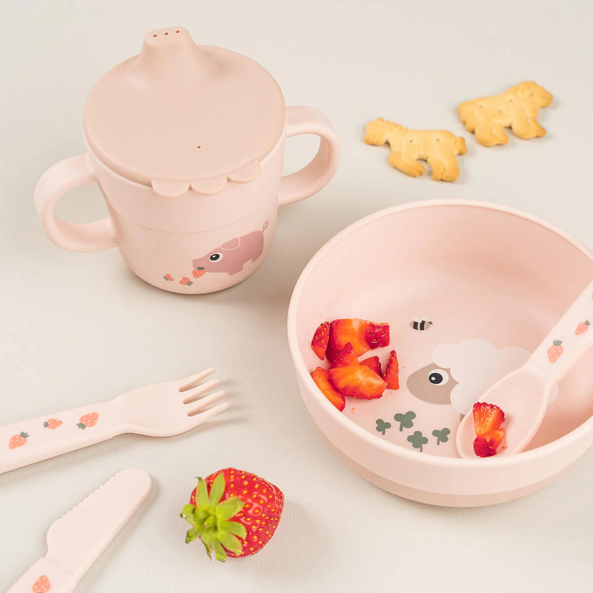 Foodie Trinklernbecher Tiny farm Rosa