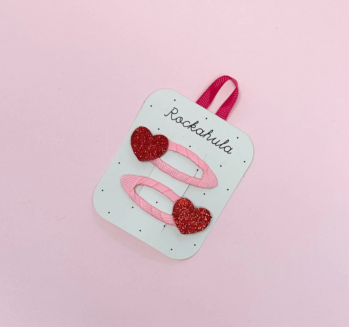 Rockahula Haarspangen / Love Heart Glitter Clips