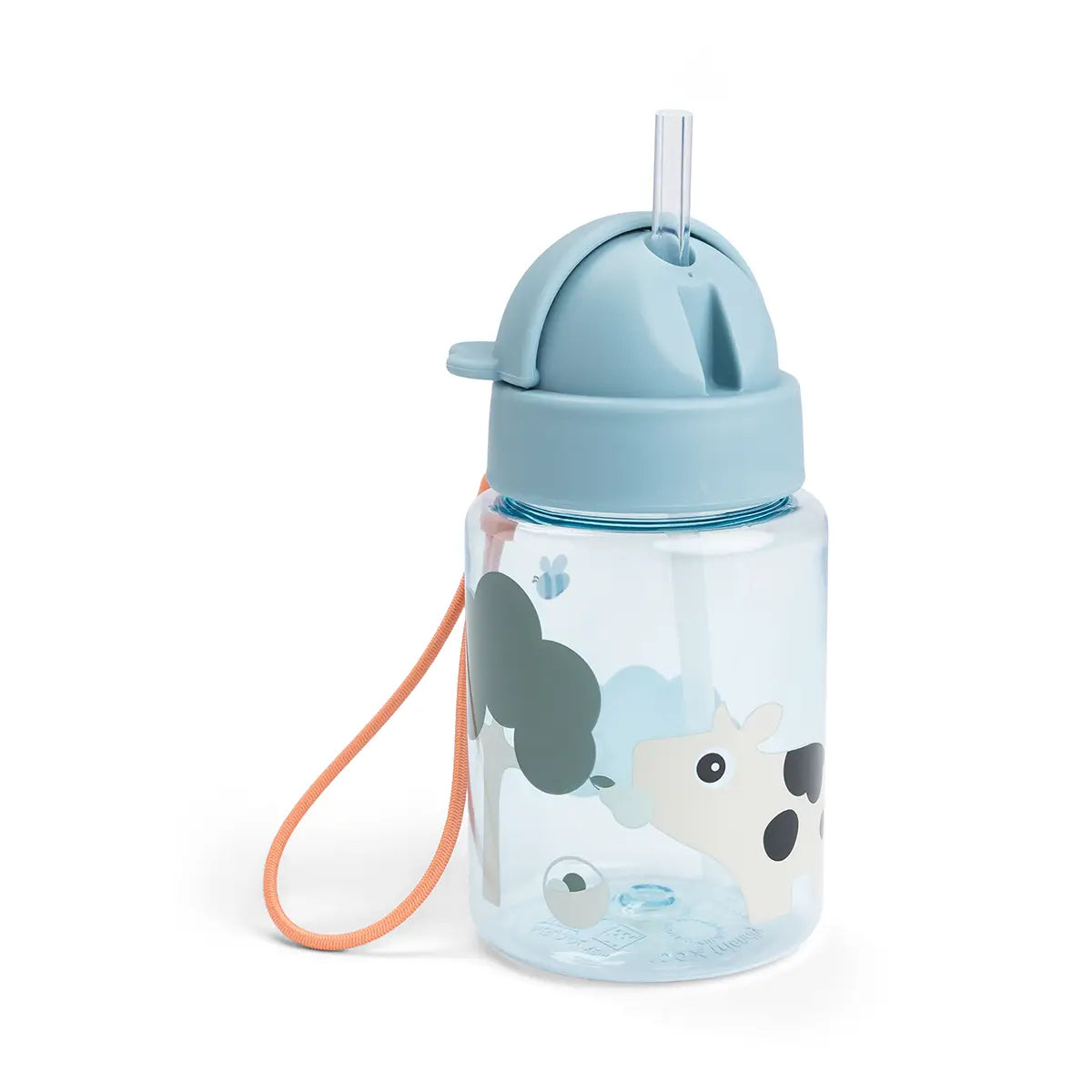 Trinkflasche mit Strohhalm Tiny farm Blau 280 ml
