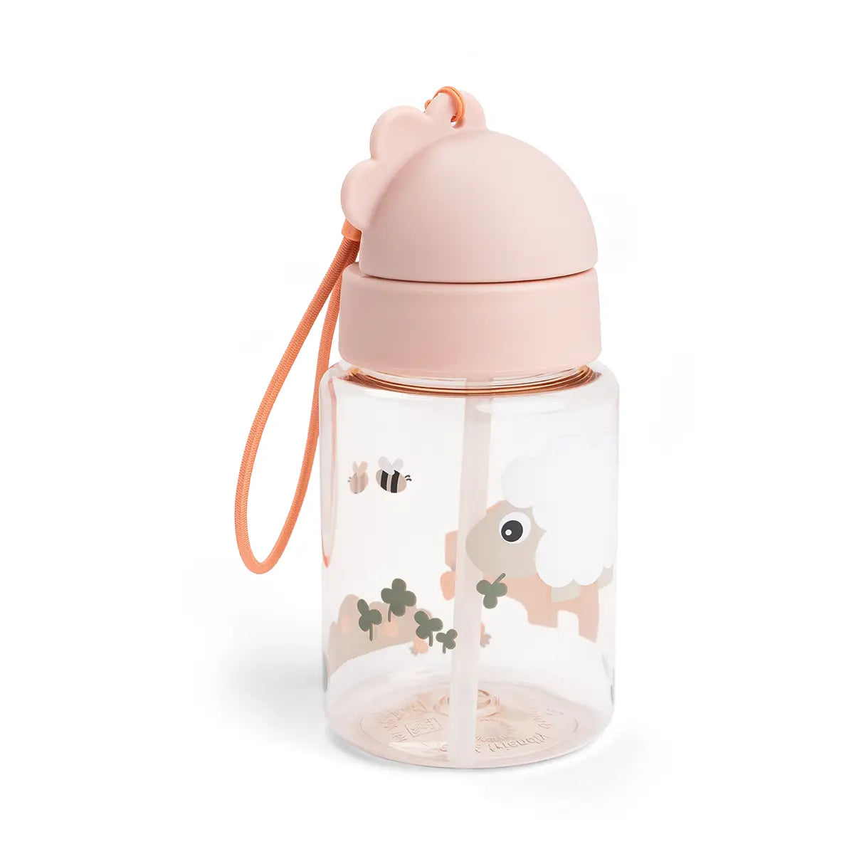 Trinkflasche mit Strohhalm Tiny farm Rosa 280 ml