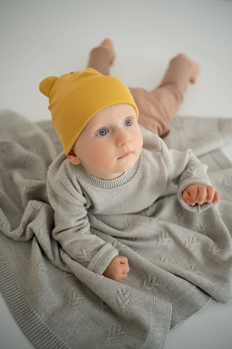 Kindermütze aus gestrickter Baumwolle, elastisch Rosa / 1-2 yo