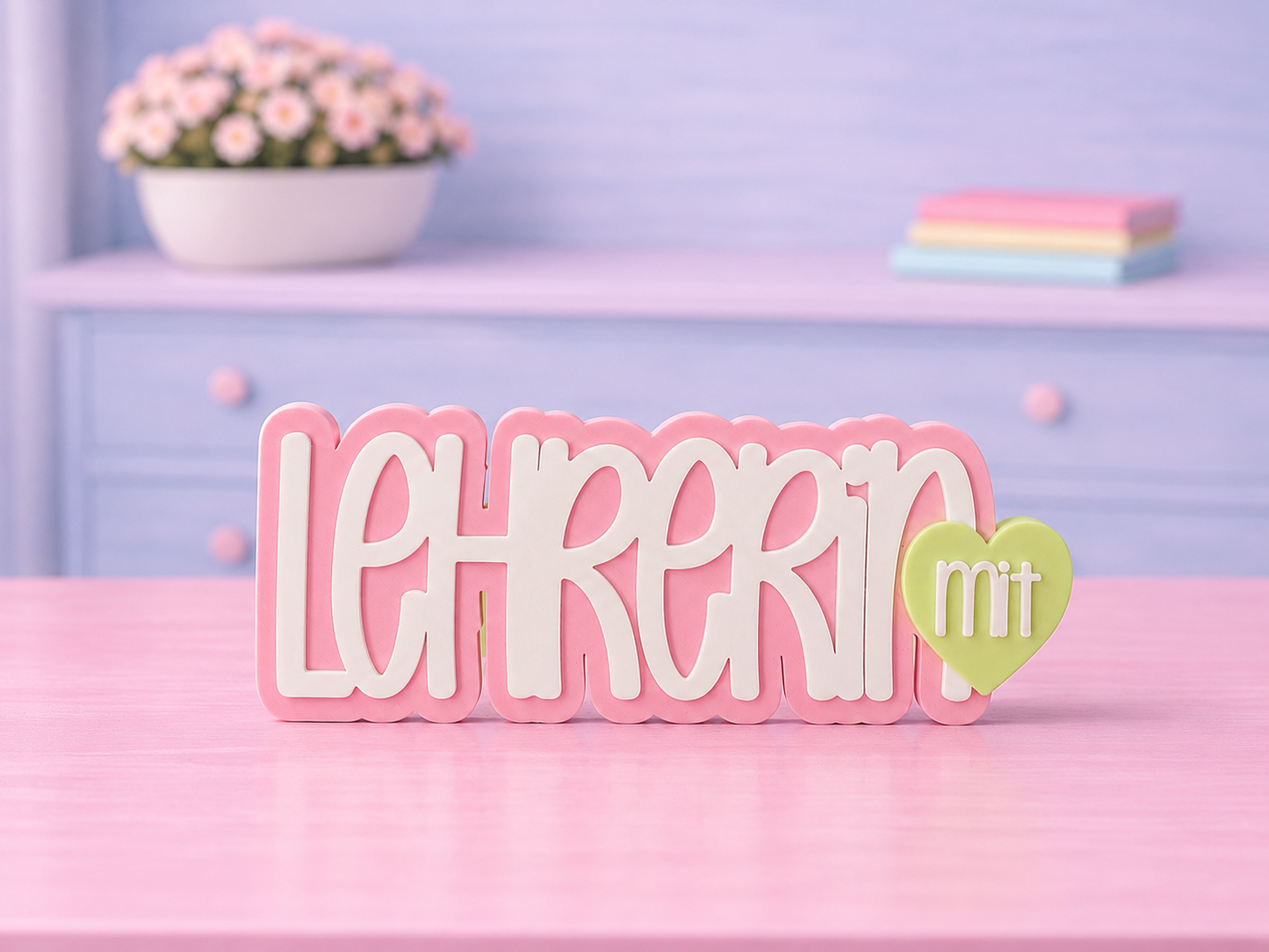 3D-Aufsteller Lehrerin mit Herz