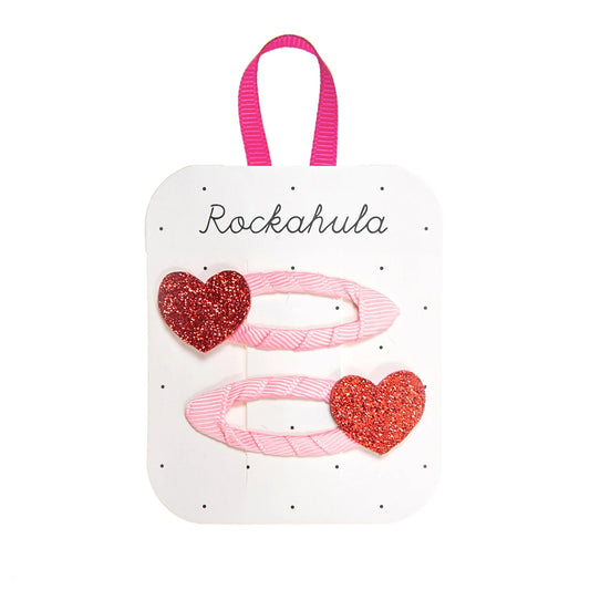 Rockahula Haarspangen / Love Heart Glitter Clips