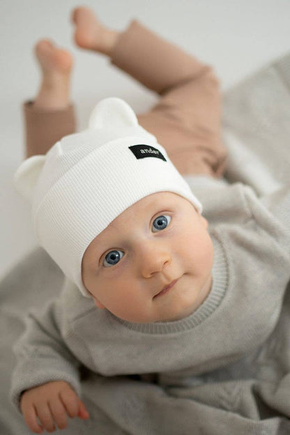 Kindermütze aus gestrickter Baumwolle, elastisch Rosa / 1-2 yo