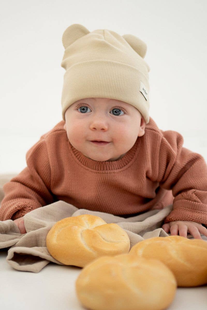 Kindermütze aus gestrickter Baumwolle, elastisch Rosa / 1-2 yo