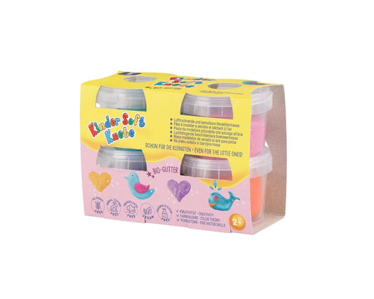 Kinder Soft Knete Bio Glitter 4x80g