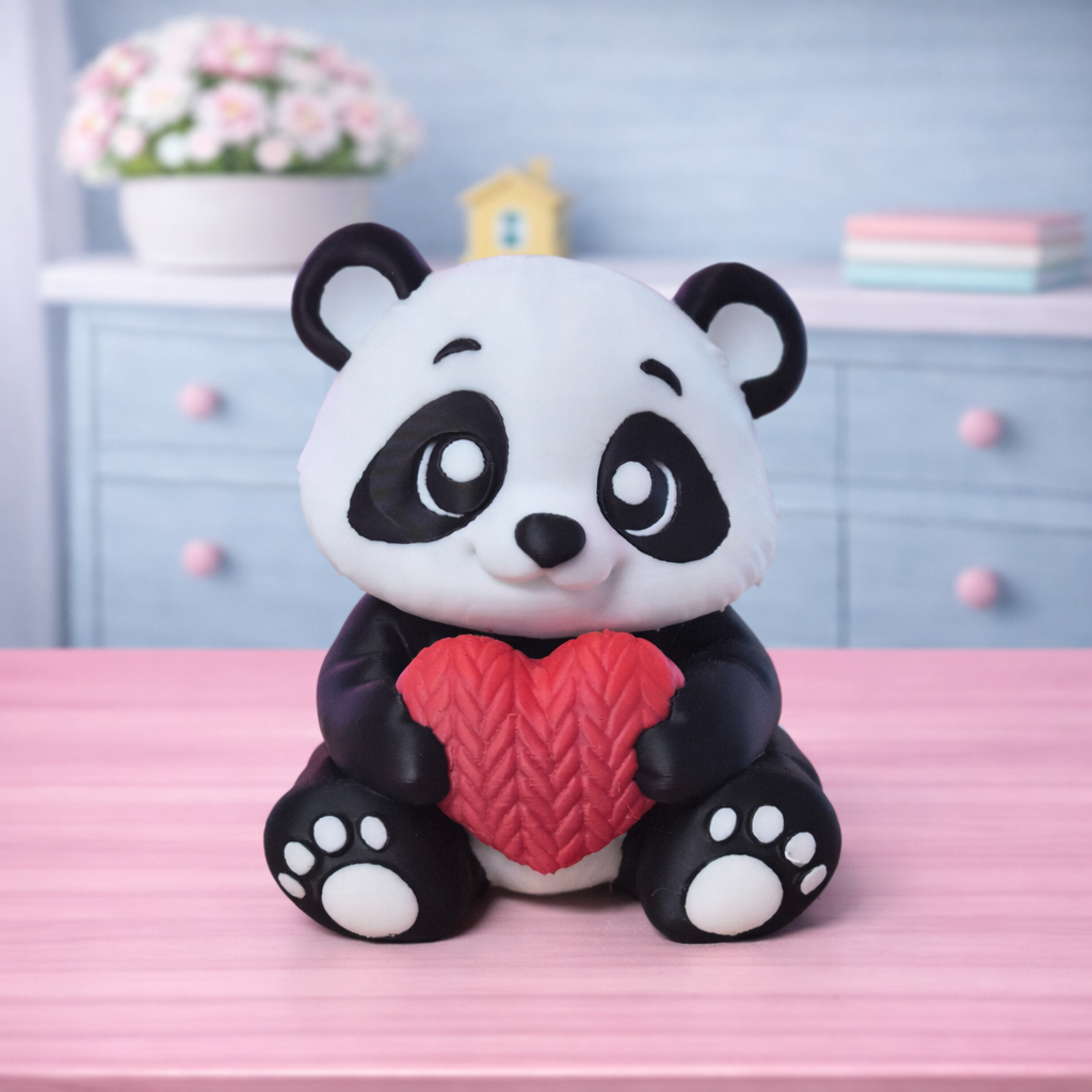 3D-Druck Panda mit Herz ca. 12cm