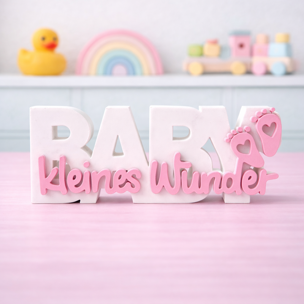 3D-Aufsteller Baby kleines Wunder rosa
