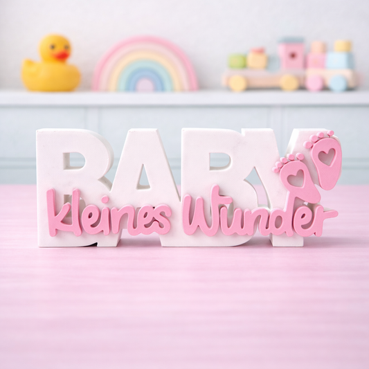 3D-Aufsteller Baby kleines Wunder rosa