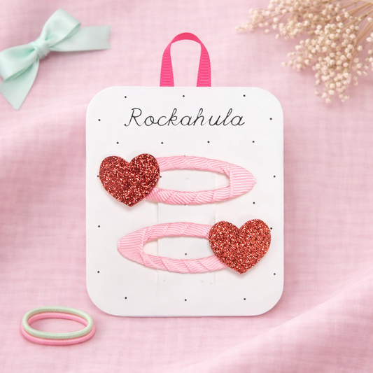 Rockahula Haarspangen / Love Heart Glitter Clips
