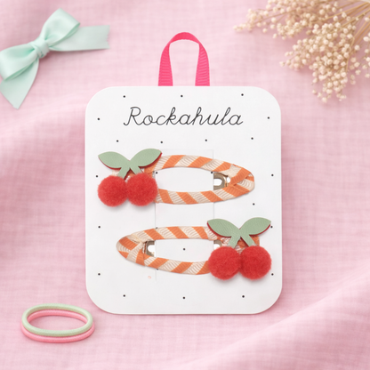Rockahula Haarspangen / Stripy Cherry Clips