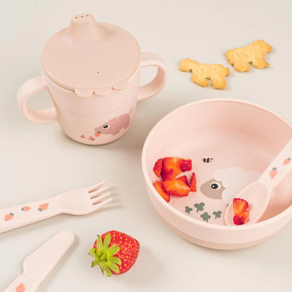 Foodie Trinklernbecher Tiny farm Rosa