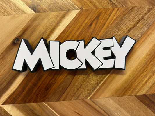 3D-Aufsteller Name in Mickey Schrift