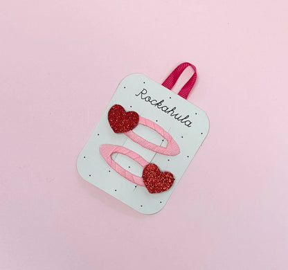 Rockahula Haarspangen / Love Heart Glitter Clips