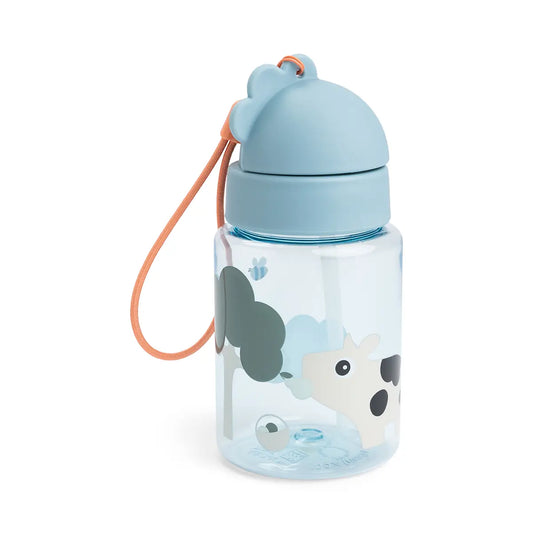 Trinkflasche mit Strohhalm Tiny farm Blau 280 ml