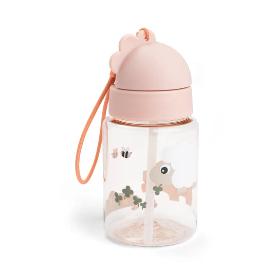 Trinkflasche mit Strohhalm Tiny farm Rosa 280 ml