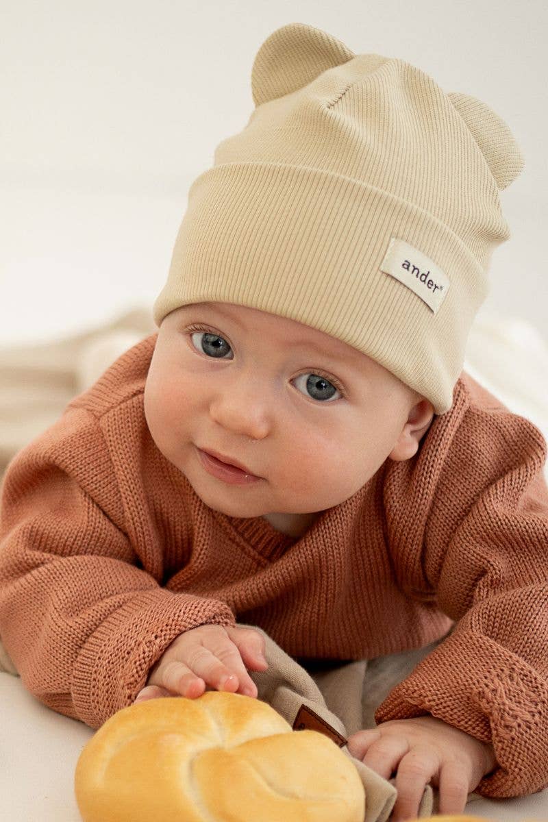 Kindermütze aus gestrickter Baumwolle, elastisch Rosa / 3 - 5 Jahre