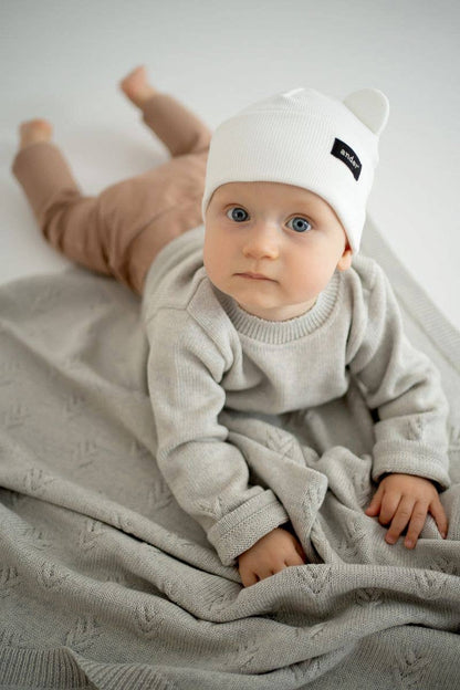 Kindermütze aus gestrickter Baumwolle, elastisch Rosa / 1-2 yo