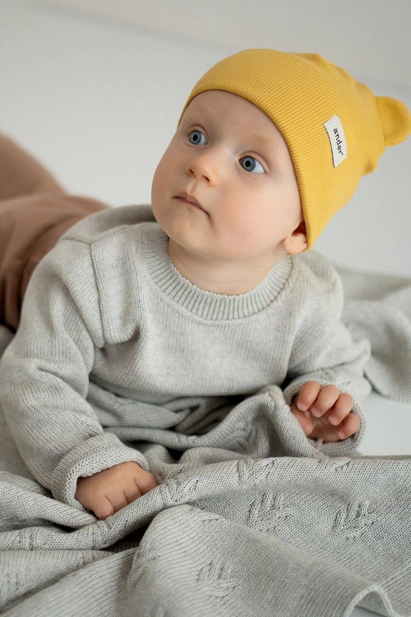 Kindermütze aus gestrickter Baumwolle, elastisch Rosa / 1-2 yo