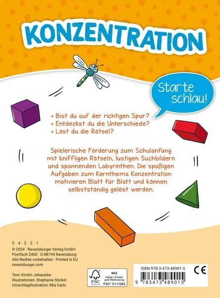 Mein Block zum Schulanfang: Konzentration - Lernbuch